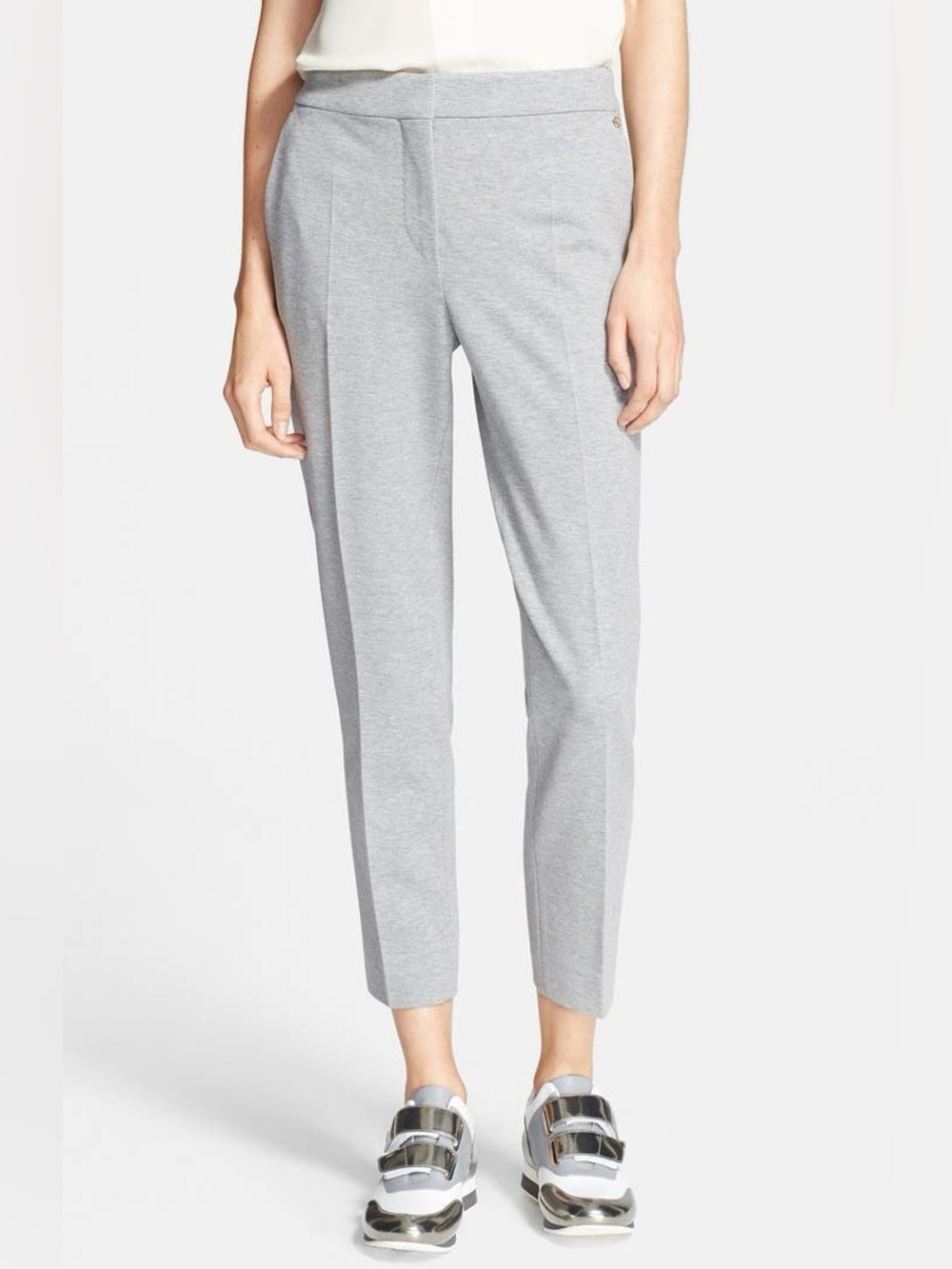 Max Mara 'Pengo' Slim Jersey Ankle Pants In Gray, Size 6 , New (Retail $565)